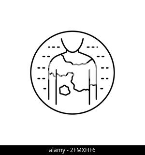 Icona della linea nera di Vitiligo. Malattia dermatologica. Elemento vettoriale isolato. Pittogramma per pagina web, app mobile, promo Illustrazione Vettoriale