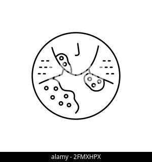 Icona della linea nera della psoriasi. Malattia dermatologica. Elemento vettoriale isolato. Pittogramma per pagina web, app mobile, promo Illustrazione Vettoriale