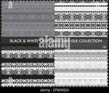 La collezione di motivi di Natale include 4 campioni di design per tessuti di moda, maglieria e. Illustrazione Vettoriale