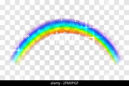 Arcobaleno realistico. Modello Rainbow colorato astratto su sfondo trasparente. Illustrazione vettoriale Illustrazione Vettoriale