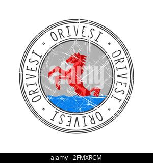 Città di Origesi, Finlandia. Grunge francobollo di gomma postale su sfondo bianco Illustrazione Vettoriale