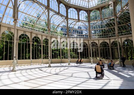 Palacio de Cristal, Palazzo di Cristallo nel Parque de El Retiro, Madrid Spagna Foto Stock