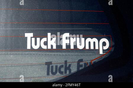 Adesivo per auto Trump derangement Foto Stock