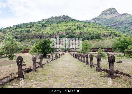 Wat Pho (o Wat Phu) rovina del tempio sito UNESCO, Champasak, Laos Foto Stock