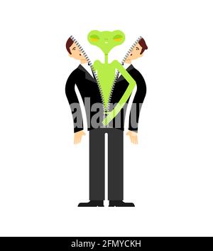 Alieno dentro l'uomo. UFO sale da persona Illustrazione Vettoriale