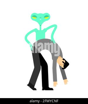 Alieno dentro l'uomo. UFO sale da persona Illustrazione Vettoriale