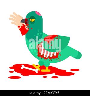 Piccione zombie isolato. Colomba ravvivò mostro morto Illustrazione Vettoriale