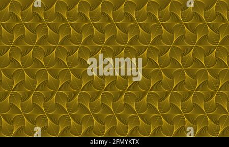 Motivo geometrico senza cuciture giallo. Sfondo astratto per carta da parati, texture, tessuti e altri disegni. Risoluzione 4K. Oro. D'oro. Vettore. Illustrazione Vettoriale