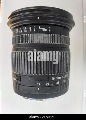 Obiettivo della vecchia fotocamera. Obiettivo macro per fotocamera. Fotocamera. Foto Stock