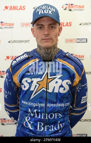 MANCHESTER, REGNO UNITO. 12 MAGGIO: Lewis Kerr, Captain of Kings Lynn Stars Discovery Networks Eurosport Speedway Season lancio al National Speedway Stadium di Manchester mercoledì 12 maggio 2021 (Credit: Ian Charles | MI News) Foto Stock