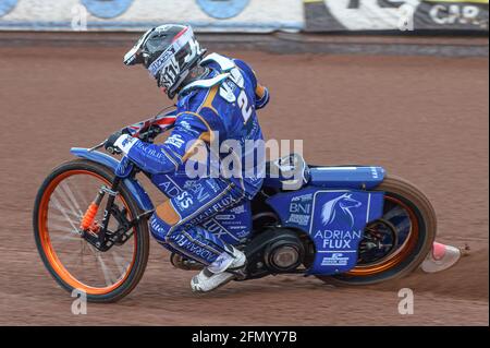 Manchester, Regno Unito. 12 maggio 2021. MANCHESTER, REGNO UNITO. 12 MAGGIO: Lewis Kerr in Action Discovery Networks Eurosport Speedway Season lancio al National Speedway Stadium, Manchester mercoledì 12 maggio 2021 (Credit: Ian Charles | MI News) Credit: MI News & Sport /Alamy Live News Foto Stock