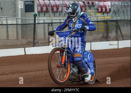 Manchester, Regno Unito. 12 maggio 2021. MANCHESTER, REGNO UNITO. 12 MAGGIO: Lewis Kerr in Action Discovery Networks Eurosport Speedway Season lancio al National Speedway Stadium, Manchester mercoledì 12 maggio 2021 (Credit: Ian Charles | MI News) Credit: MI News & Sport /Alamy Live News Foto Stock