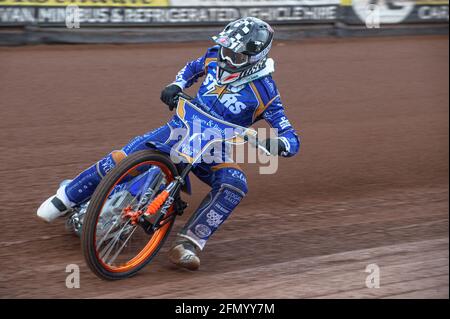 Manchester, Regno Unito. 12 maggio 2021. MANCHESTER, REGNO UNITO. 12 MAGGIO: Lewis Kerr in Action Discovery Networks Eurosport Speedway Season lancio al National Speedway Stadium, Manchester mercoledì 12 maggio 2021 (Credit: Ian Charles | MI News) Credit: MI News & Sport /Alamy Live News Foto Stock