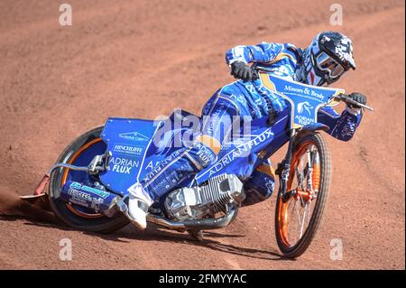 Manchester, Regno Unito. 12 maggio 2021. MANCHESTER, REGNO UNITO. 12 MAGGIO: Lewis Kerr in Action Discovery Networks Eurosport Speedway Season lancio al National Speedway Stadium, Manchester mercoledì 12 maggio 2021 (Credit: Ian Charles | MI News) Credit: MI News & Sport /Alamy Live News Foto Stock