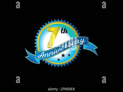 modello vettoriale per il design del logo del 7° anniversario Illustrazione Vettoriale