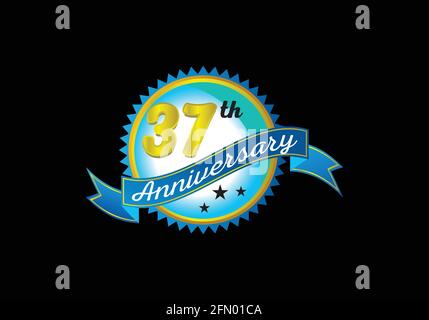 modello vettoriale per il design del logo del 37° anniversario Illustrazione Vettoriale