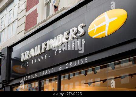 Logo Shop Firma Negozio marchi Trailfinders Agenzia Agenti di viaggio Foto Stock