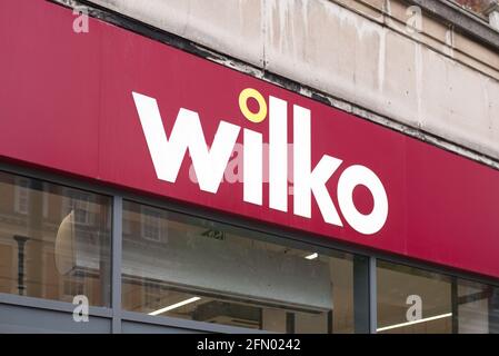 Logo Shop Firma Negozio hardware Homeware marchio Wilko Kensington High Via Foto Stock