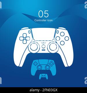 Controller di gioco o gamepad icone vettoriali di dimensioni diverse per applicazioni di gioco e siti Web. Illustrazione Vettoriale