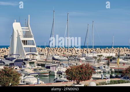 Marina in Alcossebre, Costa del Azahar provincia di Castellon, Spagna, Europa Foto Stock