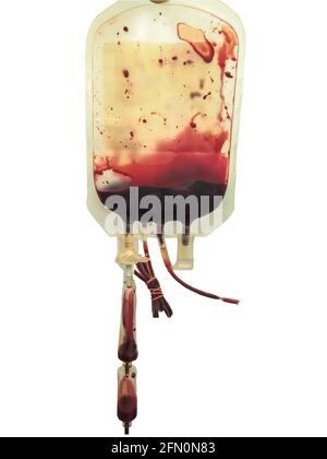Svuotare il sacchetto di sangue su sfondo bianco Foto Stock