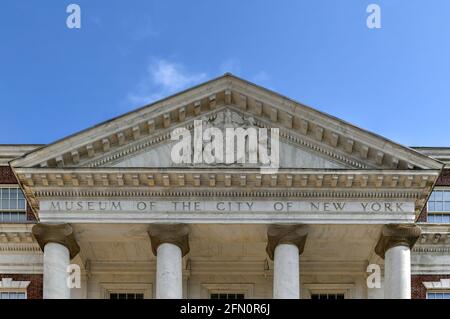 New York City - Apr 10, 2021: Museum of the City of New York: The Museum of the City of New York un museo di storia e arte a New York City. Foto Stock