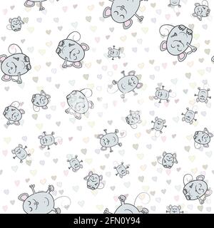 Sfondo senza cuciture con 2020 simboli del mouse. Carino cartoon mouse. Illustrazione vettoriale Illustrazione Vettoriale