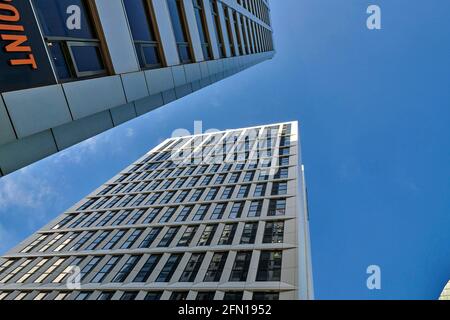 Nuove torri di alloggi per studenti a White Rose View, Merrion Way, nel centro di Leeds, West Yorkshire, Inghilterra nord-orientale, Regno Unito Foto Stock