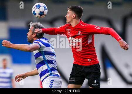 DOETINCHEM, OLANDA - MAGGIO 12: Ralf Seuntjens di De Graafschap, Alec Van Hoorenbeeck di Helmond Sport durante la partita olandese di Keukenkampioendivisie Foto Stock