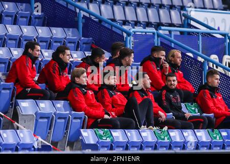 DOETINCHEM, PAESI BASSI - MAGGIO 12: Sostituti di Helmond Sport durante la partita olandese di Keukenkampioendivie tra De Graafschap e Helmond Sport AT Foto Stock