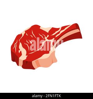 la carne è un pezzo sull'osso. vettore isolato su uno sfondo bianco Illustrazione Vettoriale