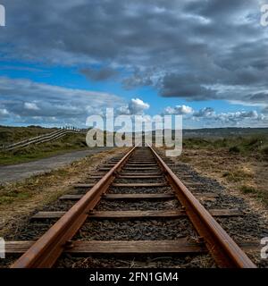 Traccia della Giant's Causeway & Bushmills Railway a nord Irlanda Foto Stock