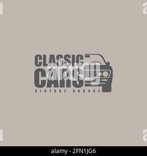 Muscle auto logo modello elemento di design vintage stile. Illustrazione vettoriale Illustrazione Vettoriale