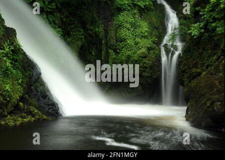 Rhaeadr Ceunant Mawr, Llanberis. Foto Stock