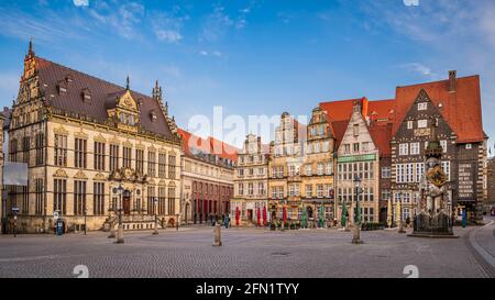 Piazza del mercato nella storica città di Brema, Germania Foto Stock