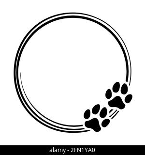 Impronte di cane a forma di corona rotonda, cornice fotografica. - bella decorazione vettoriale. Adatto per elementi con logo, poster, tessuti, regali, t-shirt. Amante degli animali Illustrazione Vettoriale