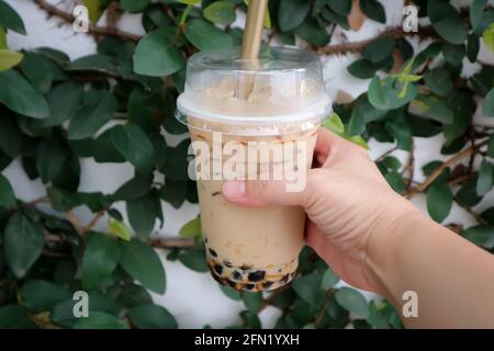 tè freddo, tè al latte o tè a bolle per servire Foto Stock