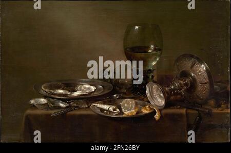 Still Life with Oysters, a Silver Tazza, and Glassware - 1635 di Willem Claesz Heda Foto Stock