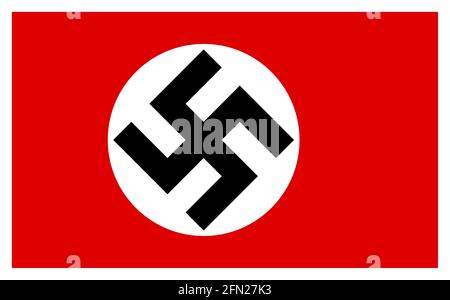 SWASTIKA EMBLEM ARTWORK il Parteiadler o emblema della Nationalsozialistische Deutsche Arbeiterpartei conosciuto come il Partito nazionalsocialista (nazista) NSDAP è stato usato dal Partito nazista per simboleggiare l'orgoglio nazionalistico tedesco. Per gli ebrei e le altre vittime e nemici della Germania nazista, divenne un simbolo di antisemitismo e terrore la bandiera nazionale e l'insegna mercantile della Germania nazista dal 1935 al 1945. Foto Stock