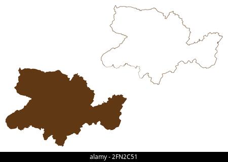 Herford distretto (Repubblica federale di Germania, Stato della Renania settentrionale-Vestfalia, NRW, Detmold regione) mappa vettoriale illustrazione, abbozzare Herford Illustrazione Vettoriale