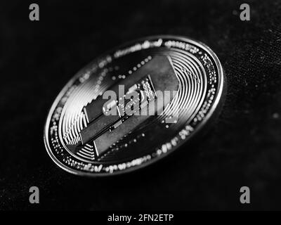 Immagine in scala di grigi della valuta criptata Foto Stock