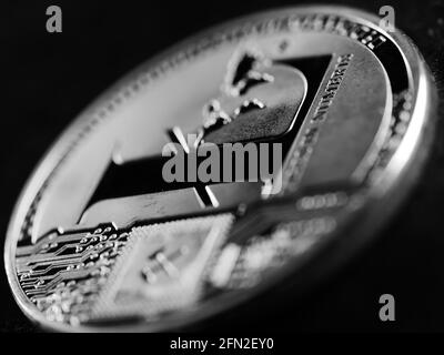 Immagine in scala di grigi della valuta criptata Foto Stock