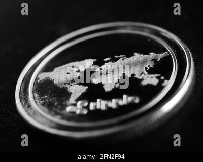 Immagine in scala di grigi della valuta criptata Foto Stock