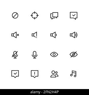 Icone di tratto modificabili pixel Perfect. Audio disattivato Illustrazione Vettoriale
