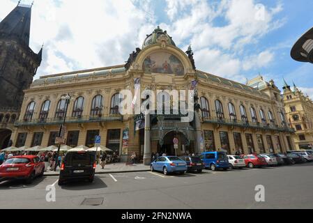 Praga, Repubblica Ceca , Casa Municipale di Praga (Obecní dům) Foto Stock