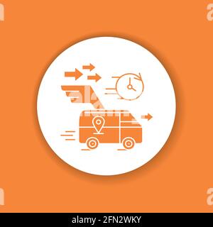 Consegna rapida sotto l'icona glifo della porta. Cartello trasporto merci. Spedizione espressa. Firma per pagina Web, app. Elemento di progettazione GUI UI UX Illustrazione Vettoriale