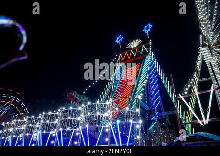 Varie giostre alla fiera Pushkar Foto Stock