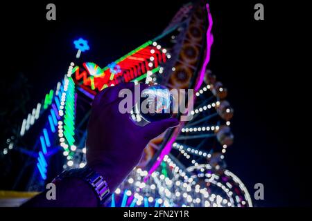 Varie giostre alla fiera Pushkar Foto Stock
