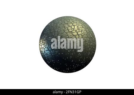 Illustrazione 3D di un nido d'ape una sfera gigante di veicolo spaziale metallico con il percorso di ritaglio incluso nel file, per la grafica fantascientifica, spazio exp Foto Stock