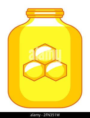 Illustrazione di un vaso di vetro con miele Illustrazione Vettoriale
